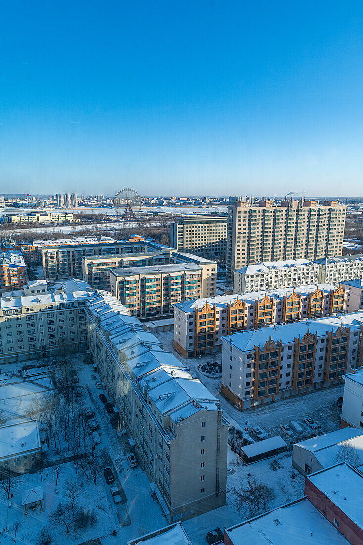 View over Heihe, Heilongjiang, China, Asia