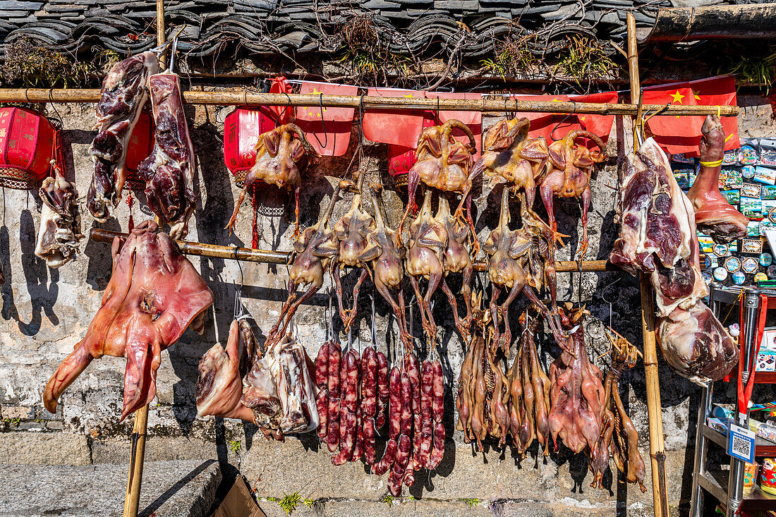 Fleischmarkt, historisches Dorf Hongcun, UNESCO-Welterbe, Huangshan, Anhui, China, Asien