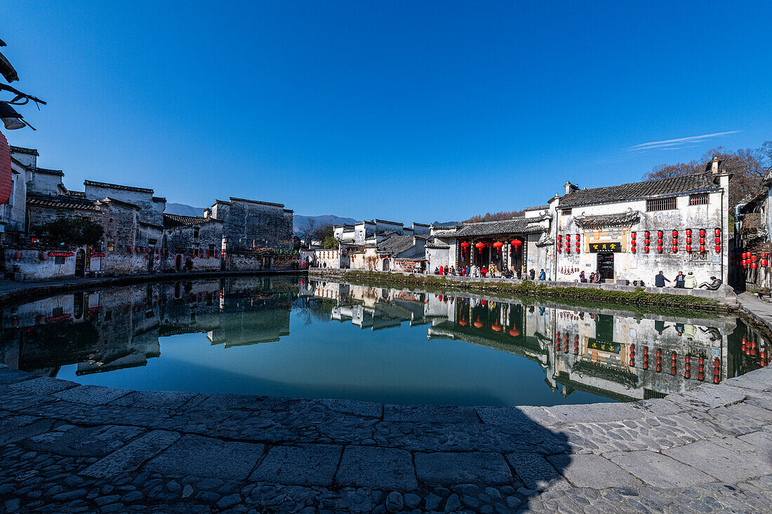 Pond in Hongcun historical village, UNESCO World Heritage Site, Huangshan, Anhui, China, Asia