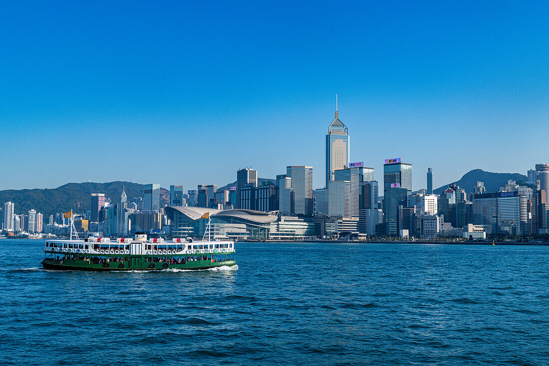 Sternfähre im Victoria-Hafen, Hongkong, China, Asien