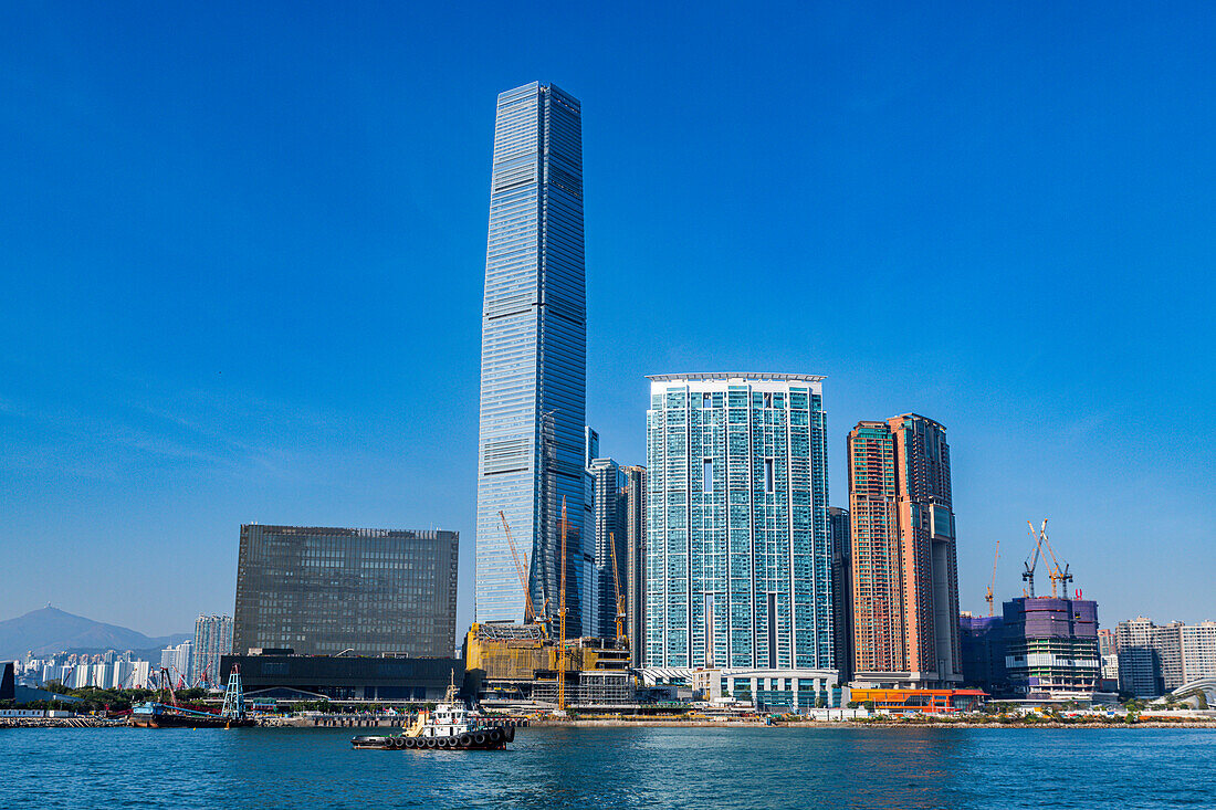 Hochhäuser im Victoria-Hafen, Hongkong, China, Asien