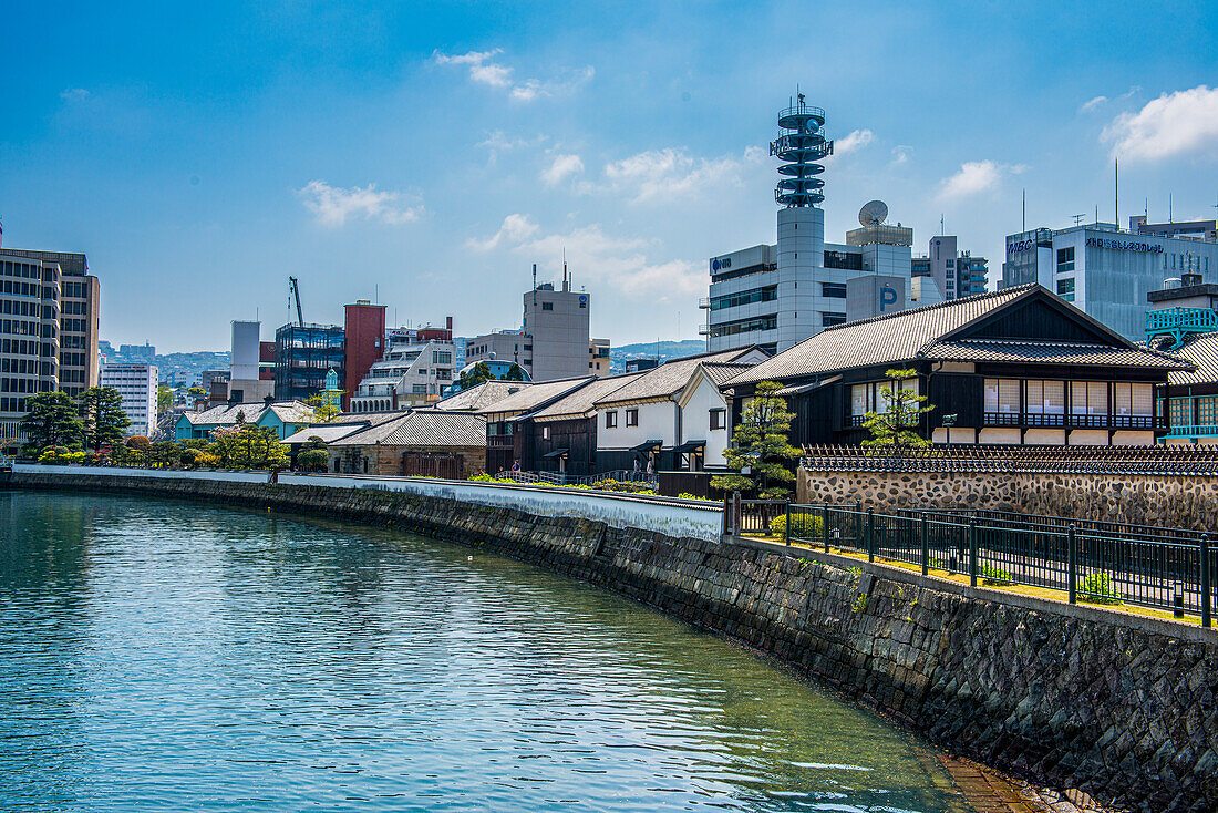 Colonial buildings in Dejima, a man made island in the port of Nagasaki, Kyushu, Japan, Asia