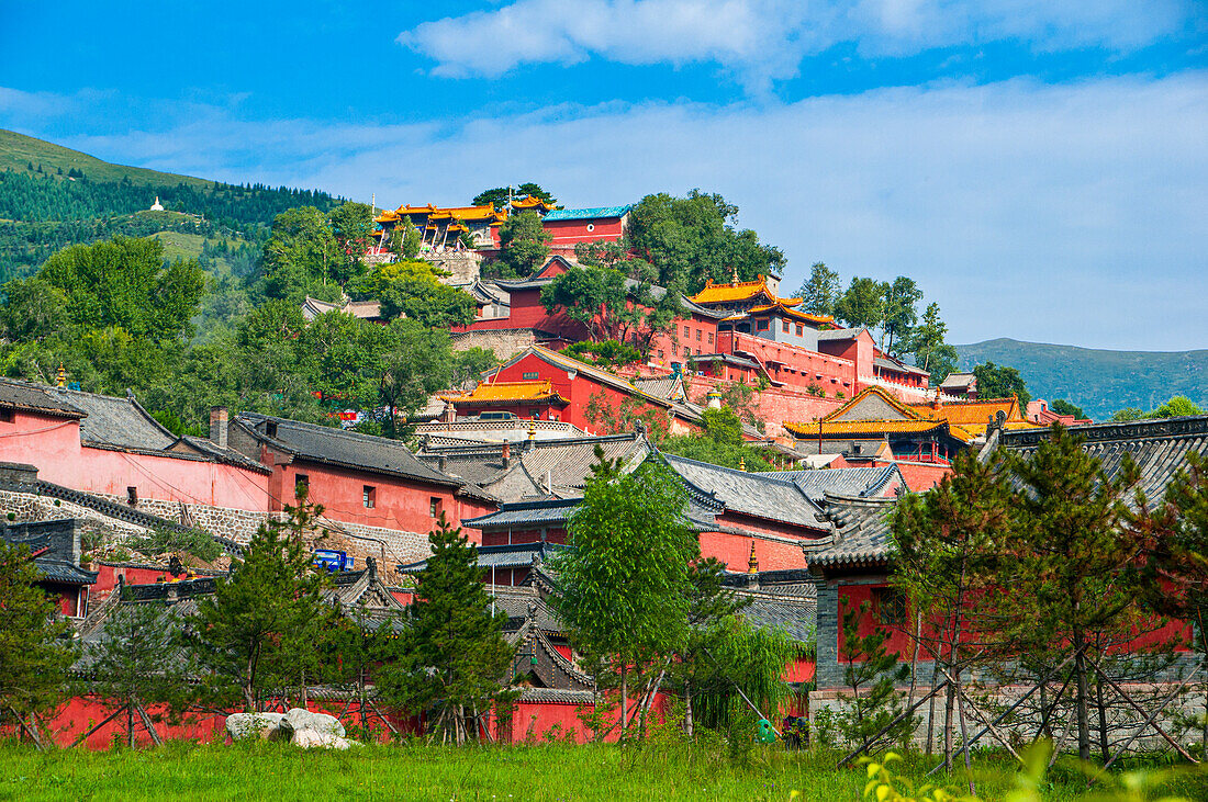 The monastery complex of Wudai Shan (Mount Wutai), UNESCO World Heritage Site, Shanxi, China, Asia