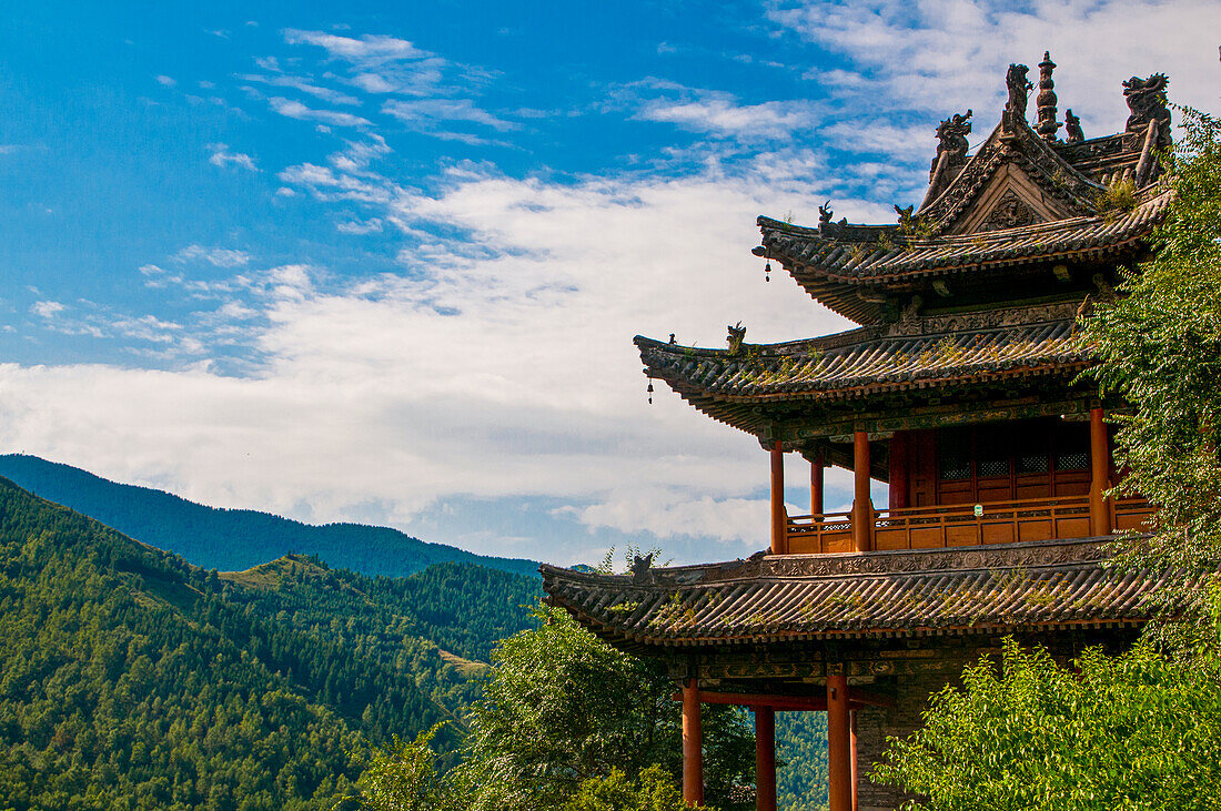 Der Klosterkomplex des Wudai Shan (Berg Wutai), UNESCO-Weltkulturerbe, Shanxi, China, Asien