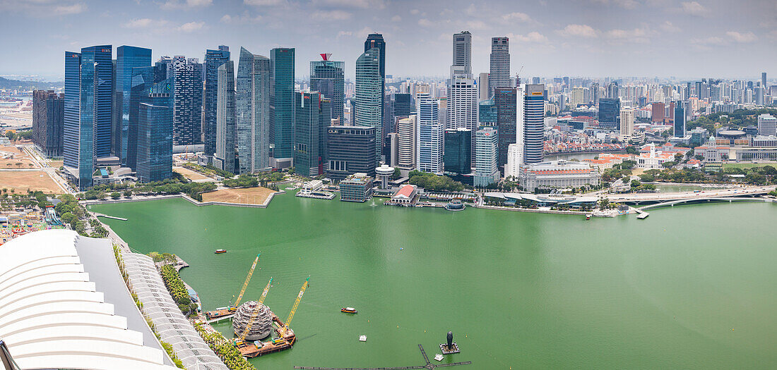 Birds eye view of Singapore City skyline, Singapore, Southeast Asia, Asia