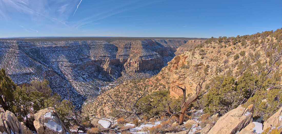 The cliffs of Waldron Canyon west of Hermits Rest in winter, Grand Canyon, Arizona, United States of America, North America