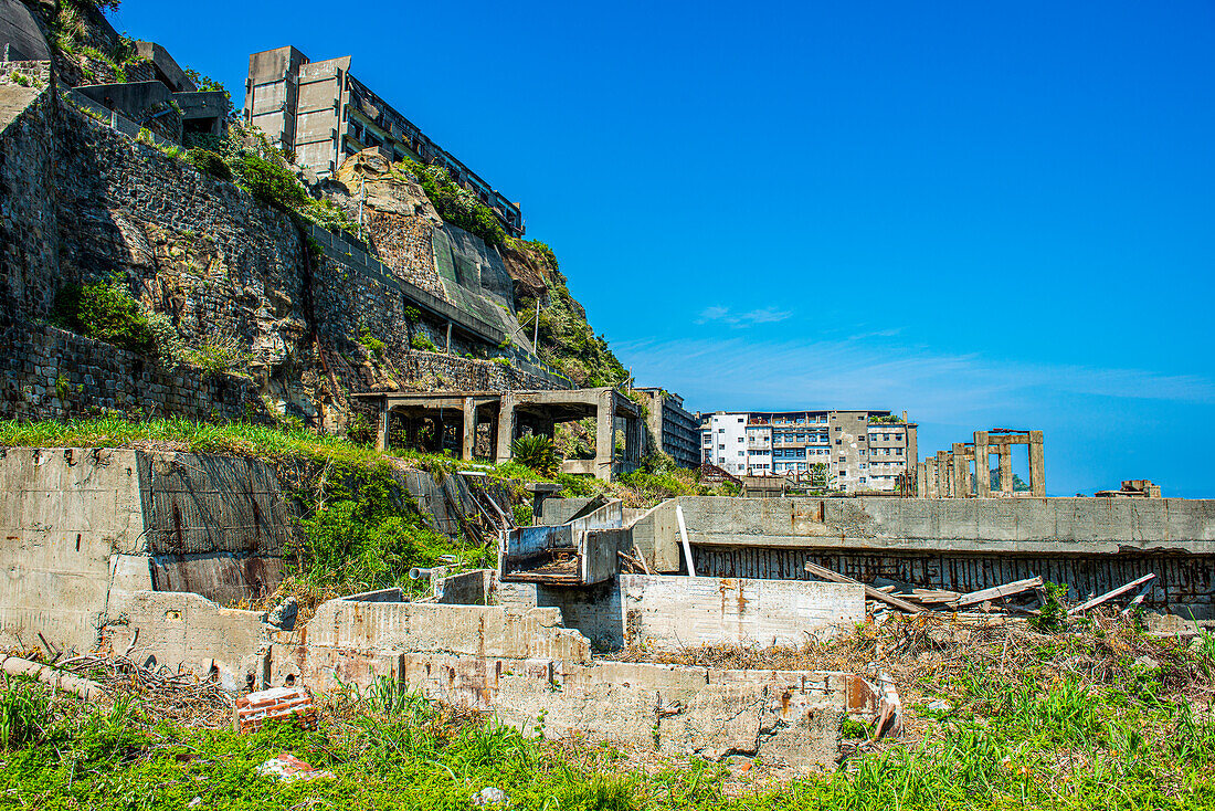 Hashima Island (Gunkanjima) (Warship Island) (Battleship Island), Nagasaki, Kyushu, Japan, Asia