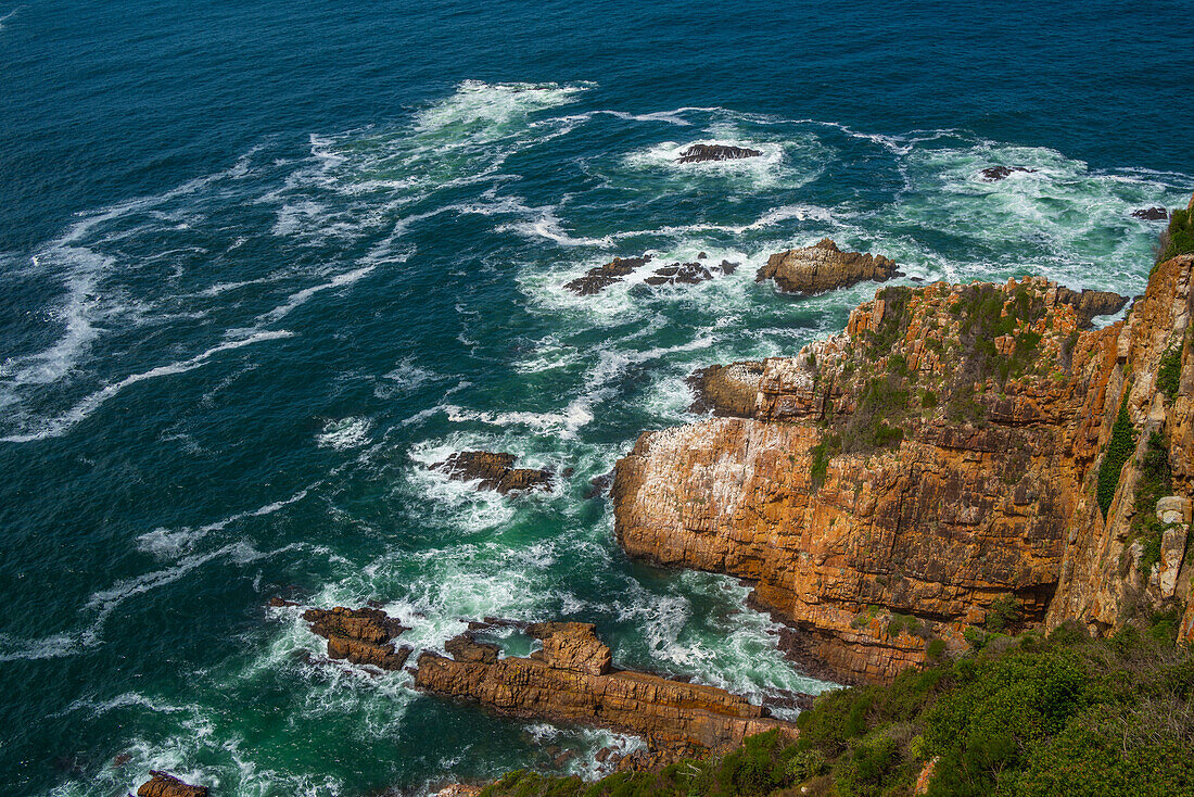 Blick auf die Felsküste beim Featherbed Nature Reserve, Knysna, Garden Route, Westkap, Südafrika, Afrika