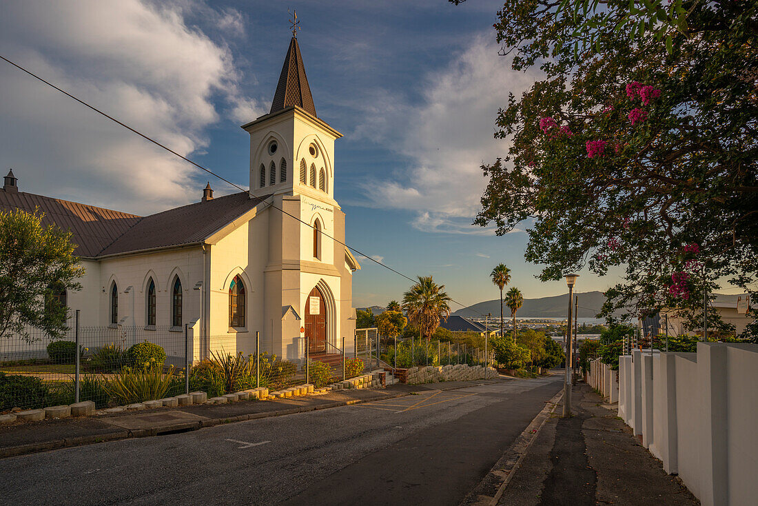 View of Knysna Kerk at sunset, Knysna, Garden Route, Western Cape, South Africa, Africa