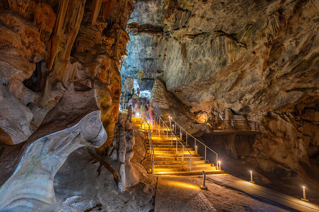 View of pathway in the interior of Cango Caves, Oudtshoorn, Western Cape, South Africa, Africa