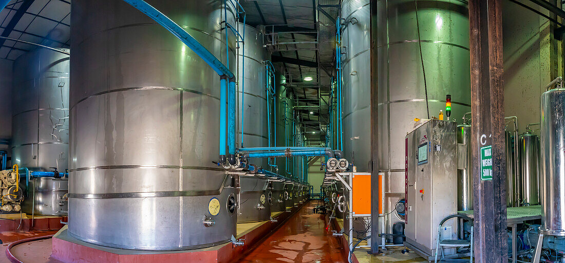 View of interior of Robertson Kooperatiewe Wynmakery, Robertson, Western Cape, South Africa, Africa