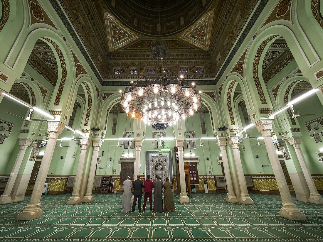 Egypt, Upper Egypt, Nubia, Nile Valley, Aswan, Evening Prayer in the Great Mosque of Aswan