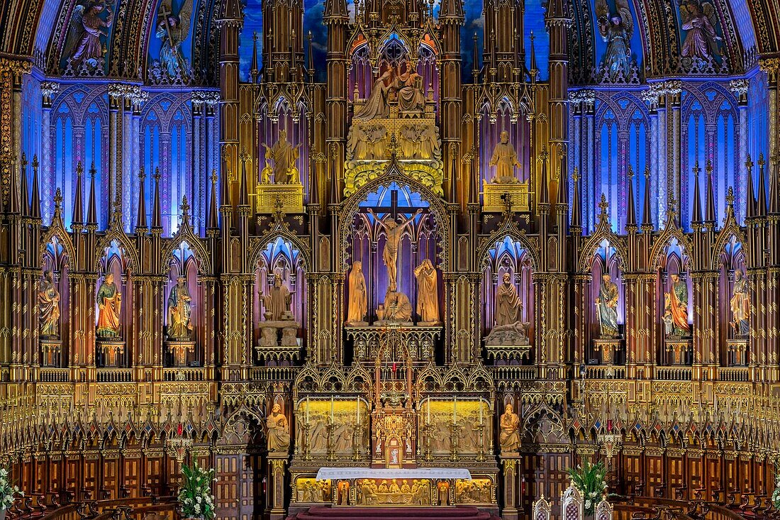 Canada, Quebec province, Montreal, Notre-Dame Cathedral Basilica, Colorful Choir