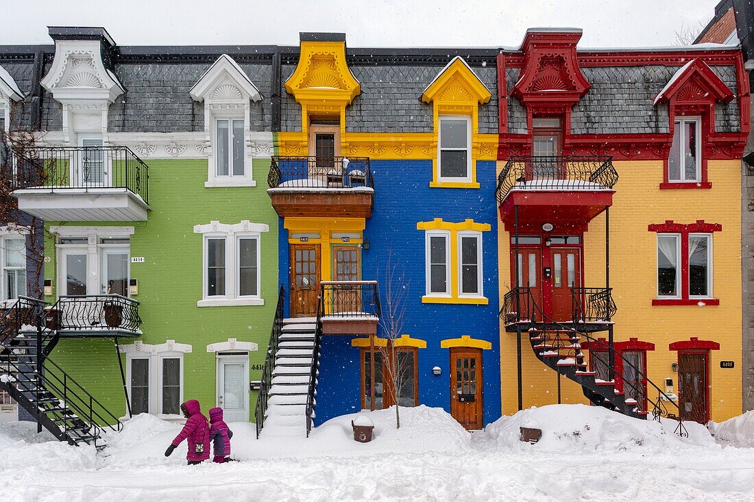 Kanada, Provinz Quebec, Montreal, Stadtviertel Plateau-Mont-Royal nach einem Schneesturm