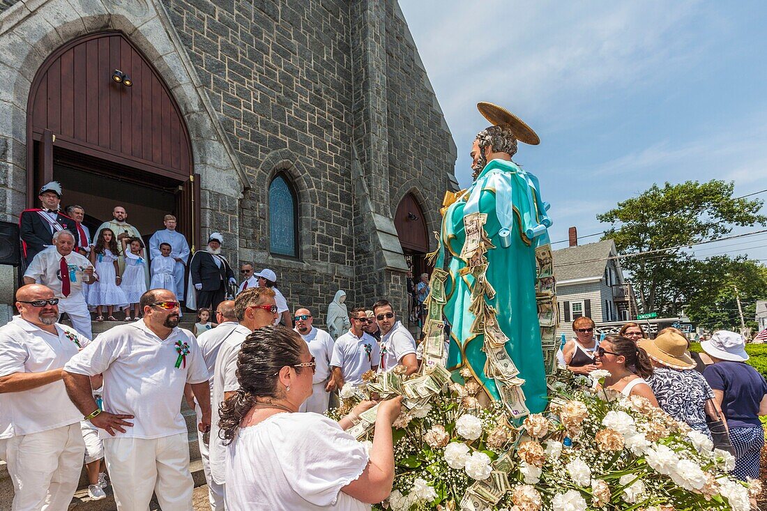 Vereinigte Staaten, Neuengland, Massachusetts, Cape Ann, Gloucester, Saint Peters Fiesta, traditionelles italienisches Fischereifest, Fettstangenwettbewerb