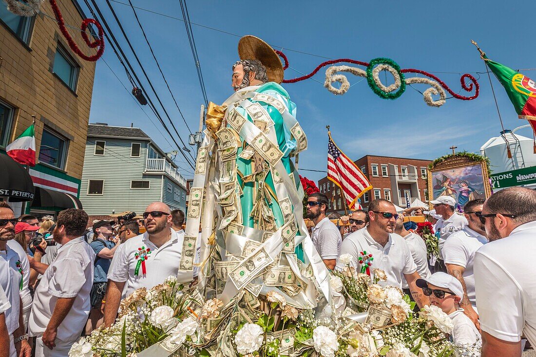 Vereinigte Staaten, Neuengland, Massachusetts, Cape Ann, Gloucester, Saint Peters Fiesta, traditionelles italienisches Fischereifest, Fettstangenwettbewerb