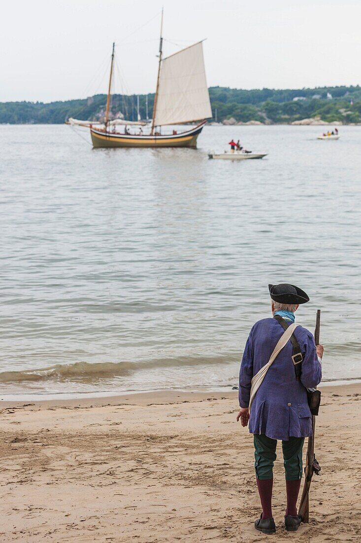 United States, New England, Massachusetts, Cape Ann, Gloucester, re-enactors of the Battle of Gloucester, August 8-9, 1775, battle convinced the Americans of the need of creating an American Navy to fight against the British