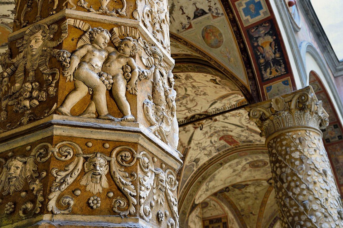 Italien, Toskana, Florenz, von der UNESCO zum Weltkulturerbe erklärt, der Palazzo Vecchio, Michelozzos Hof