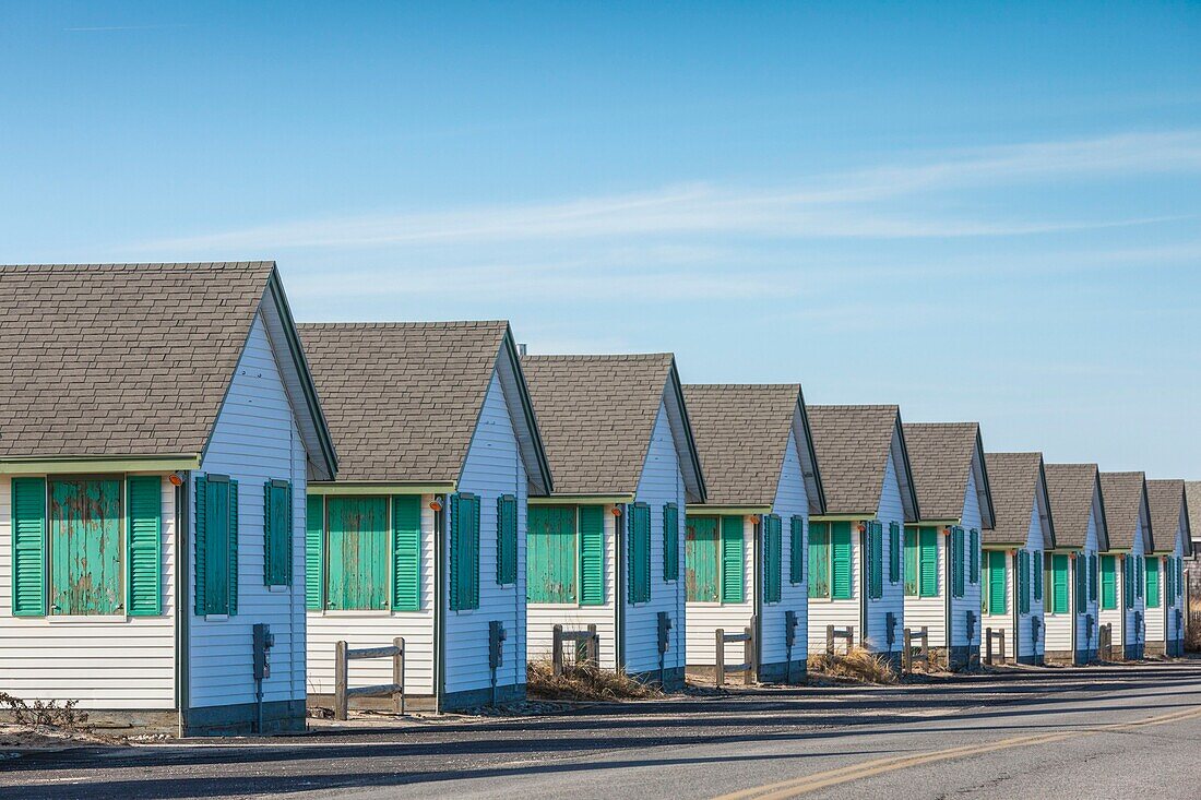 Vereinigte Staaten, Neuengland, Massachusetts, Cape Cod, Provincetown, Ferienhäuser an der Cape Cod Bay, Winter