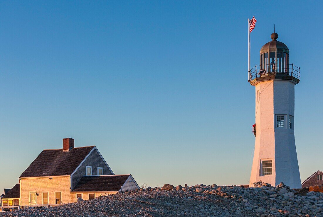 Vereinigte Staaten, Neuengland, Massachusetts, Scituate, Scituate-Leuchtturm, Sonnenuntergang