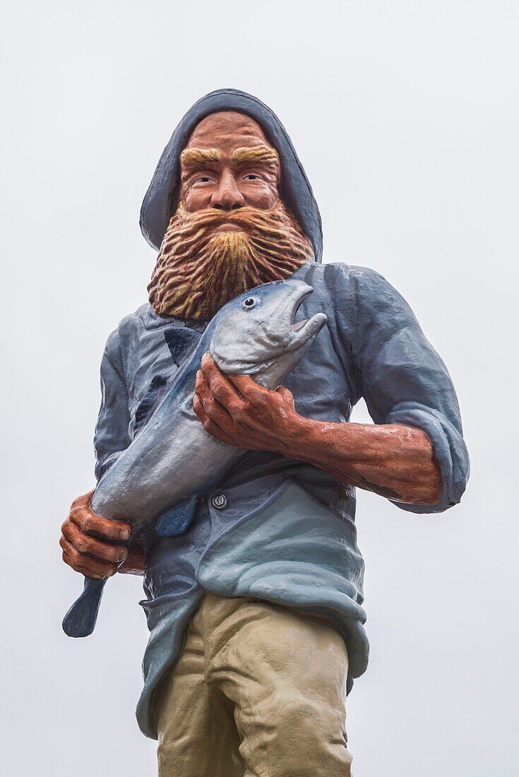 United States, Maine, Eastport, Eastport fisherman statue