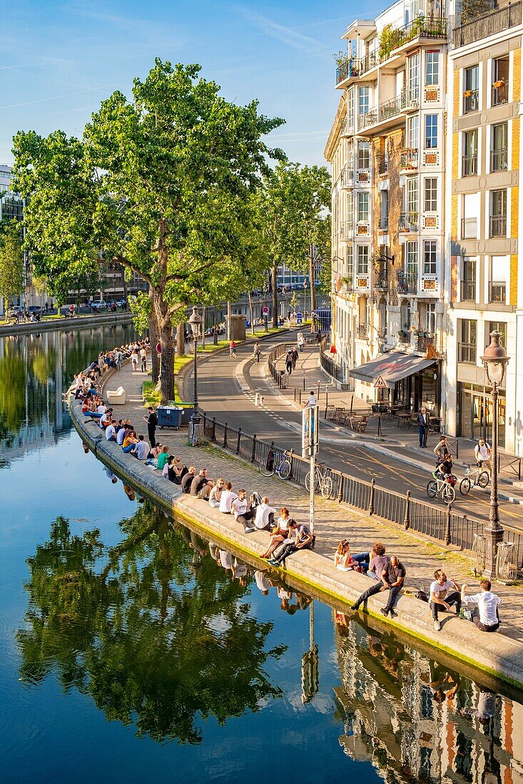 Frankreich, Paris, der Canal Saint Martin, Quai de Jemmapes