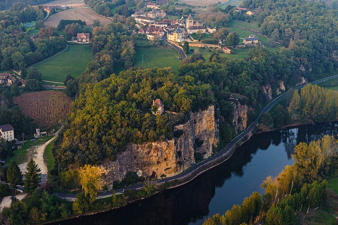 France, Dordogne, the Dordogne river near Vitrac (aerial view)