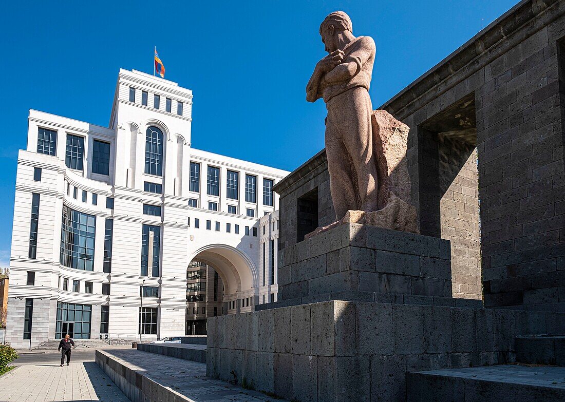 Armenia, Yerevan, Shahumyan Square, Ministry of Foreign Affairs and statue of Stepan Shahumyan, Bolshevik revolutionary