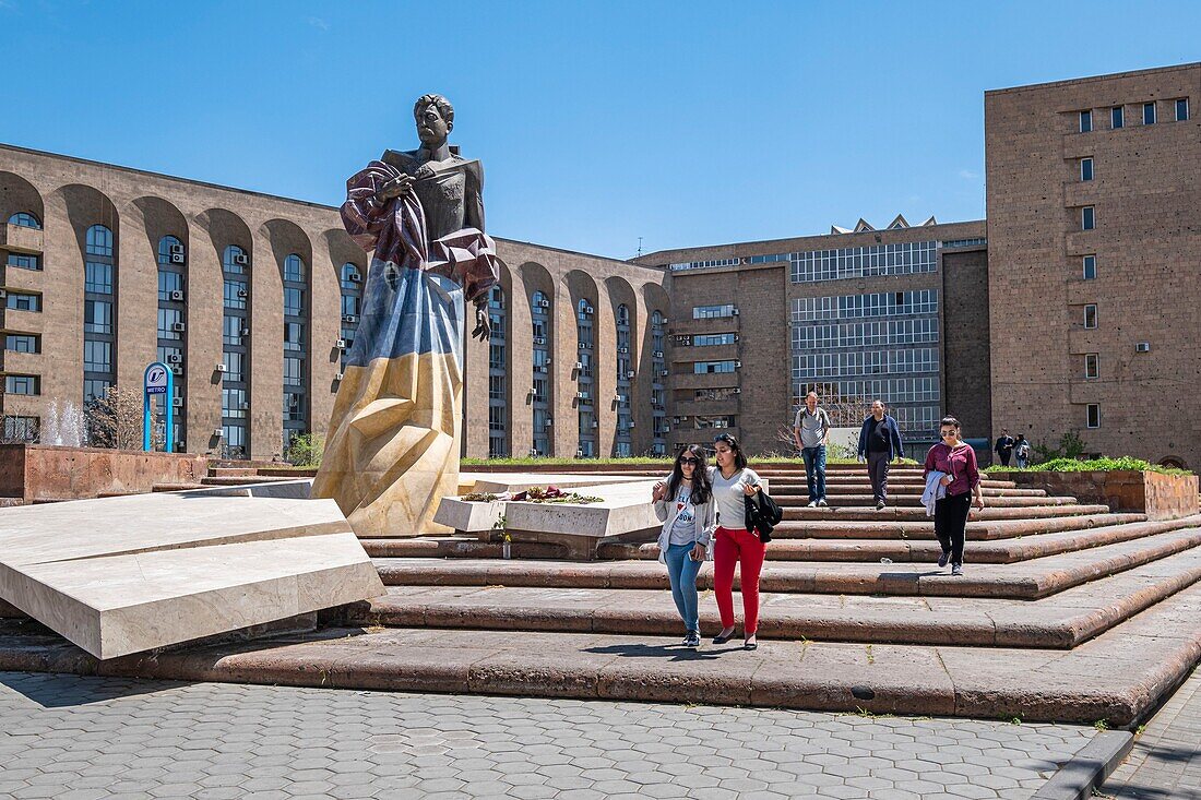 Armenia, Yerevan, Republic Square metro station, statue of Aram Manukian, Armenian revolutionary and statesman