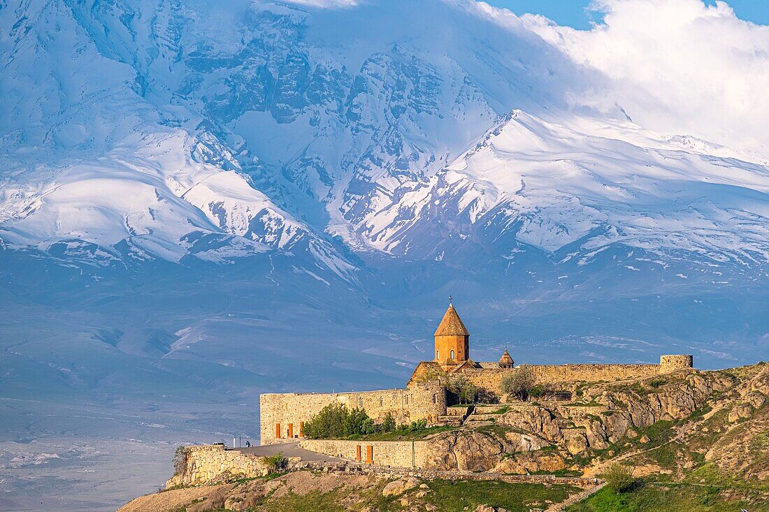 Armenia, Ararat region, Khor Virap monastery and Mount Ararat