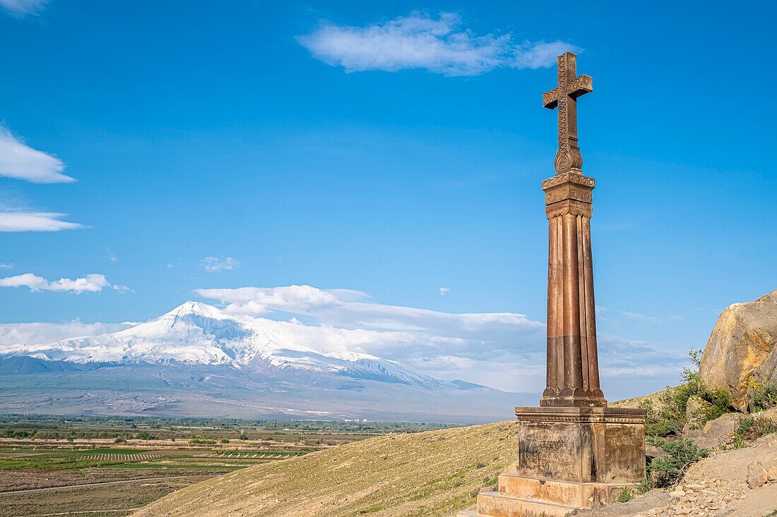 Armenia, Ararat region, Khor Virap monastery and Mount Ararat