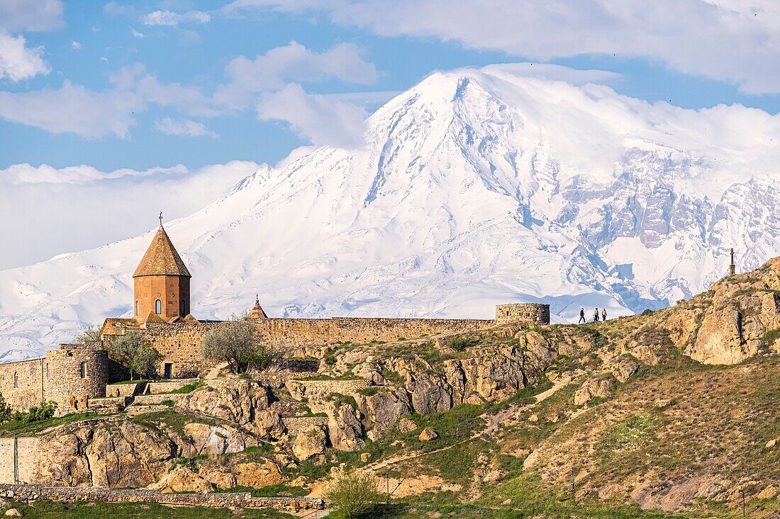 Armenia, Ararat region, Khor Virap monastery and Mount Ararat