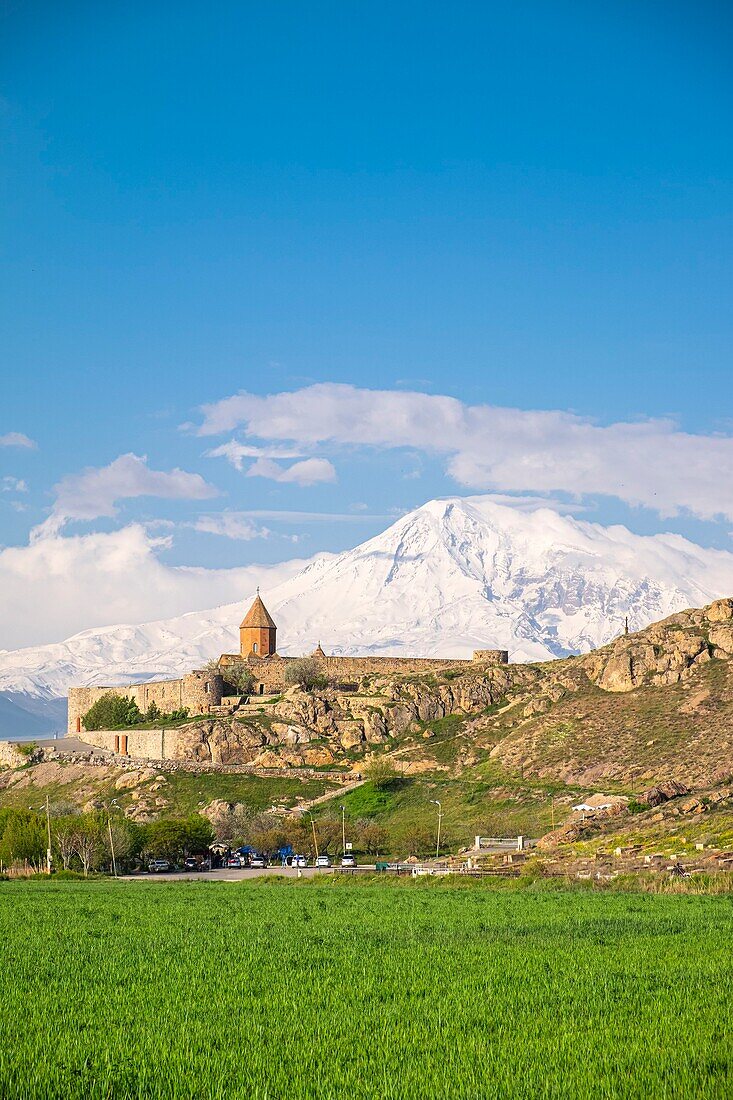 Armenia, Ararat region, Khor Virap monastery and Mount Ararat