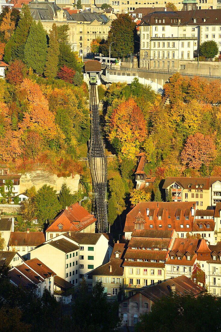 Schweiz, Kanton Fribourg, Freiburg, Freiburger Standseilbahn