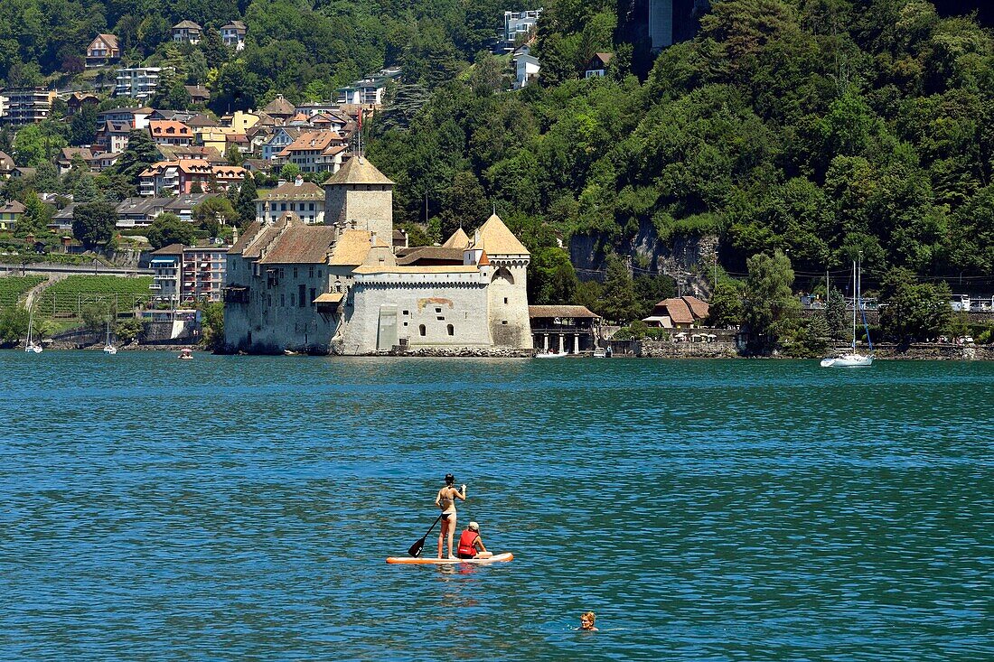 Schweiz, Kanton Waadt, Genfersee, Veytaux, Schloss Chillon im Süden von Montreux