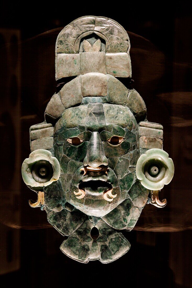 Mexiko, Bundesstaat Campeche, Campeche, von der UNESCO zum Weltkulturerbe erklärte Festungsstadt, Museum für Maya-Architektur, Grabmaske aus Jade