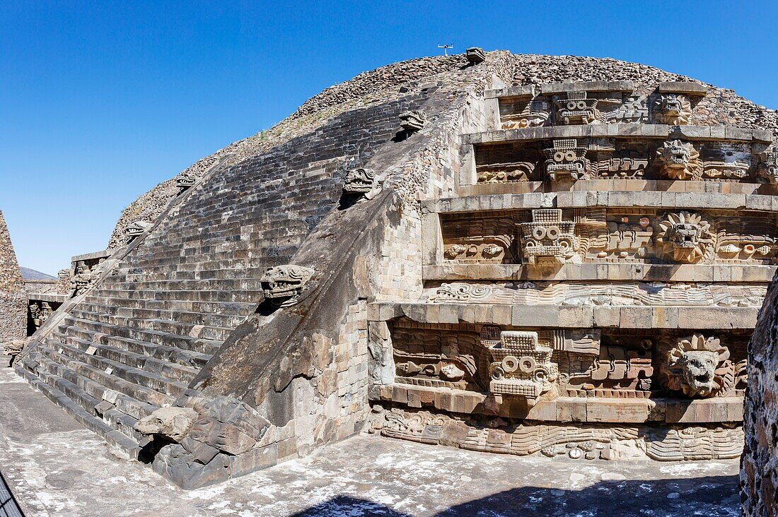 Mexiko, Bundesstaat Mexiko, Teotihuacan, von der UNESCO zum Weltkulturerbe erklärt, Tempel des Quetzalcoatl