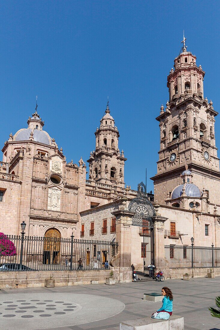 Mexiko, Bundesstaat Michoacan, Morelia, Historisches Zentrum von Morelia, das von der UNESCO zum Weltkulturerbe erklärt wurde, die Kathedrale