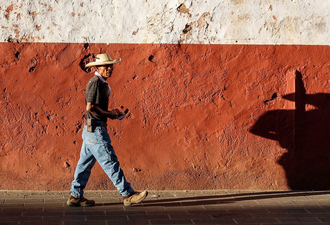 Mexico, Michoacan state, Patzcuaro, a mexican walking in a street