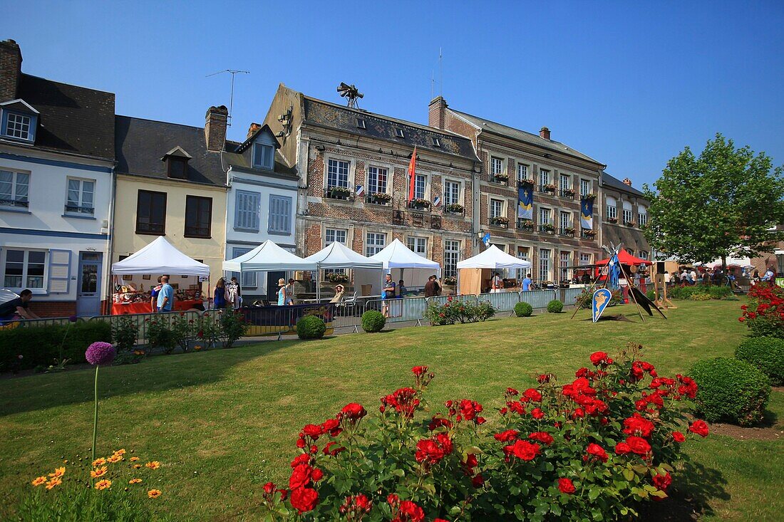 France, Somme, Saint Valery en Somme, Place St Martin in the medieval city St Valery sur Somme