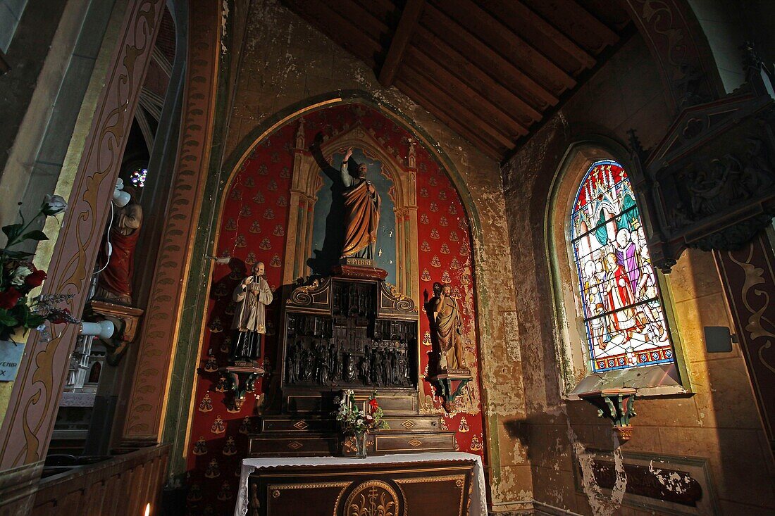 France, Somme, Le Crotoy, Interior of the St Pierre Church in Le Crotoy in Baie de Somme