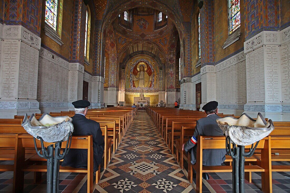 France, Pas de Calais, Ablain Saint Nazaire, the national necropolis of Notre Dame de Lorette, Interior of the chapel basilica