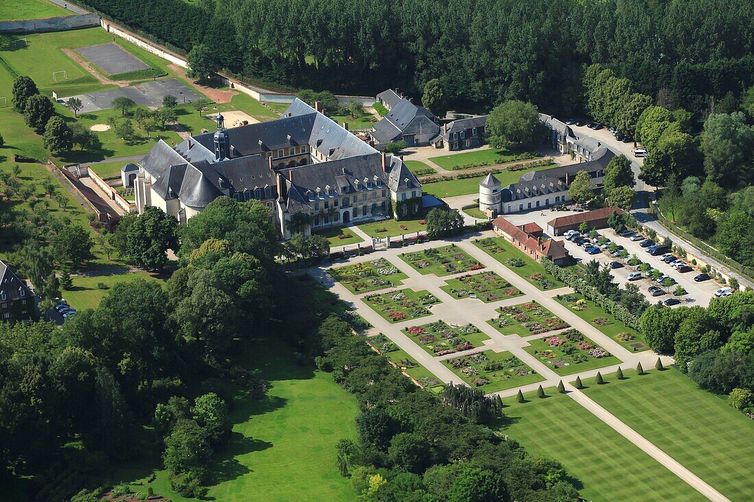 Frankreich, Somme, Argoules, Abtei und Gärten Valloires, Zisterzienserabtei aus dem achtzehnten Jahrhundert, die Gärten sind das Werk von Gilles Clement Landschaft