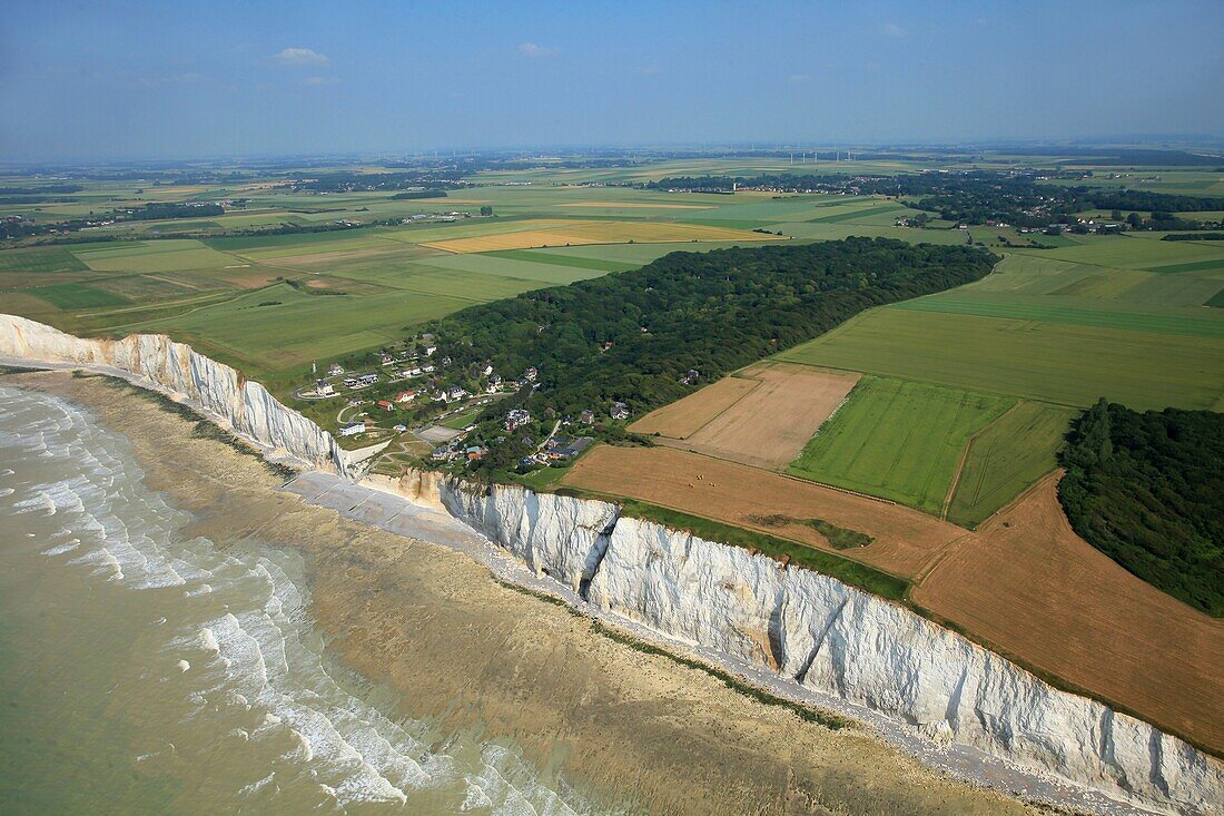 France, Somme, village of Bois de Cise near Ault (aerial view)