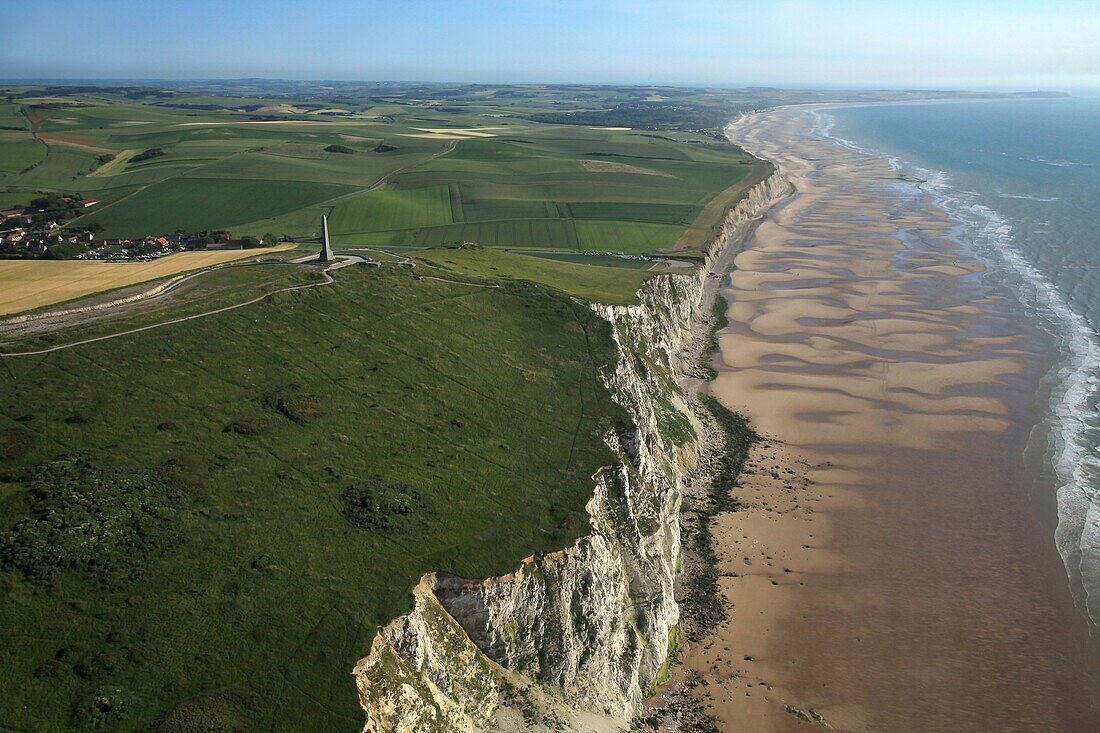 France, Pas de Calais, Cap Blanc Nez labeled Grand site of France (aerial view)