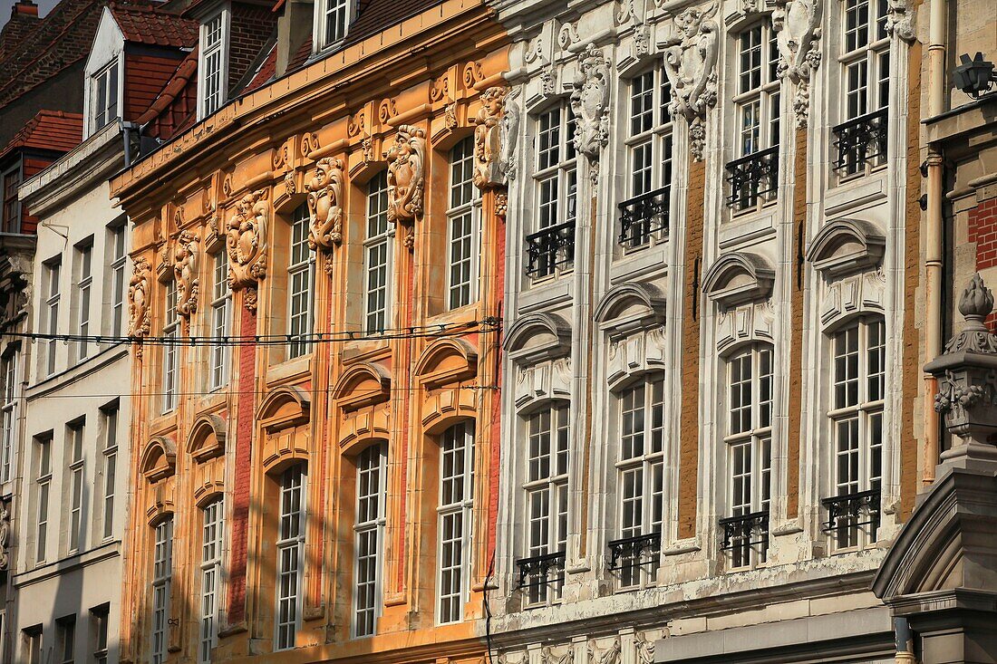 France, Nord, Lille, Facades of the Old Lille