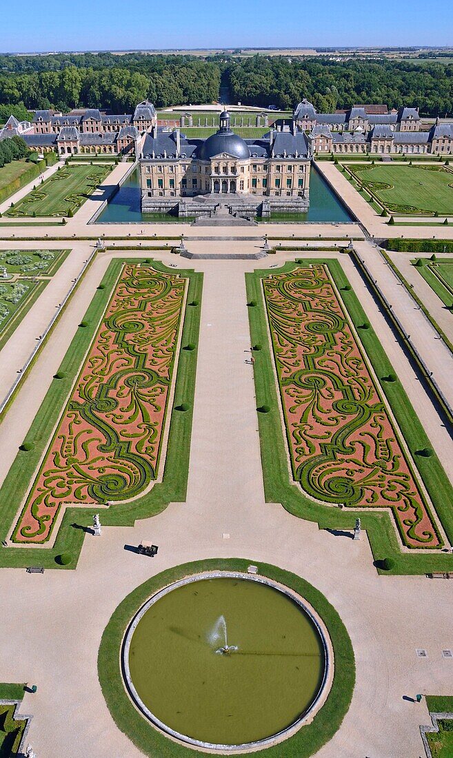 Frankreich, Seine et Marne, Maincy, das Schloss und die Gärten von Vaux le Vicomte (Luftaufnahme)