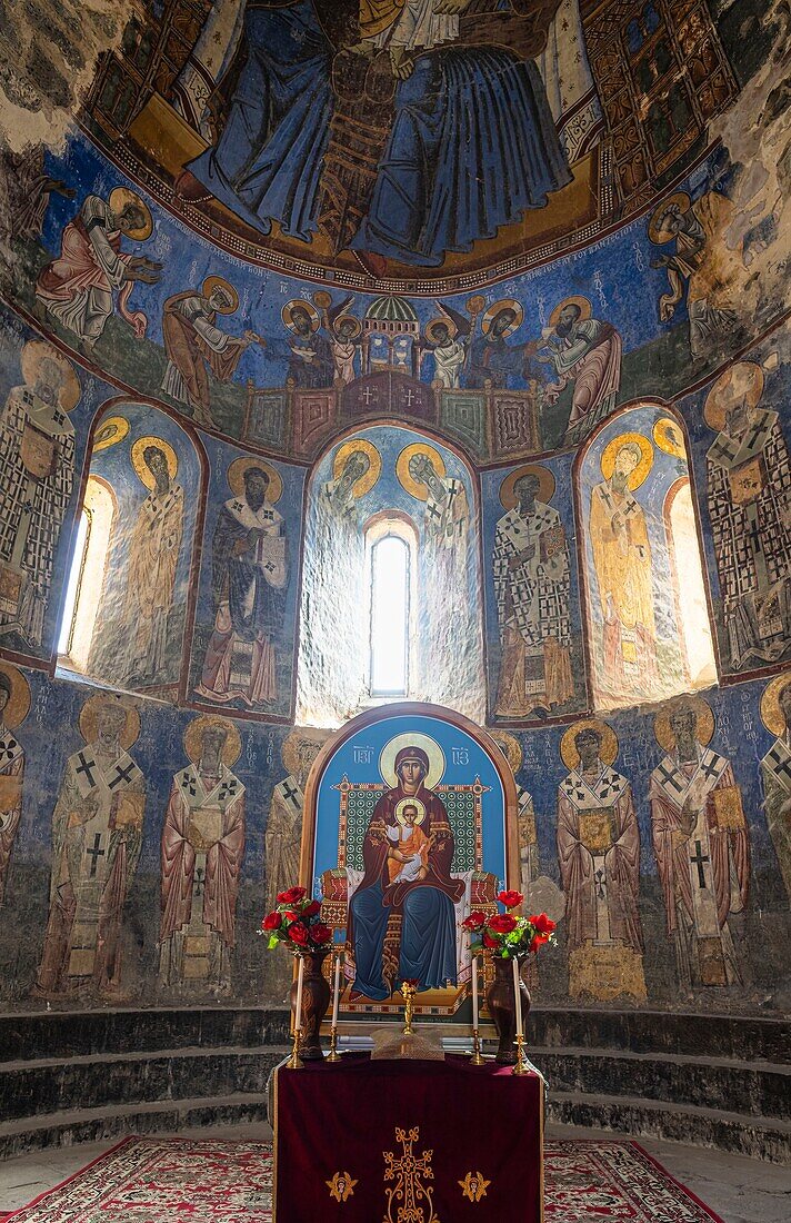 Armenia, Lorri region, Akhtala monastery, 10th-century fortified monastery, Byzantine murals of Surp Astvatsatsin church