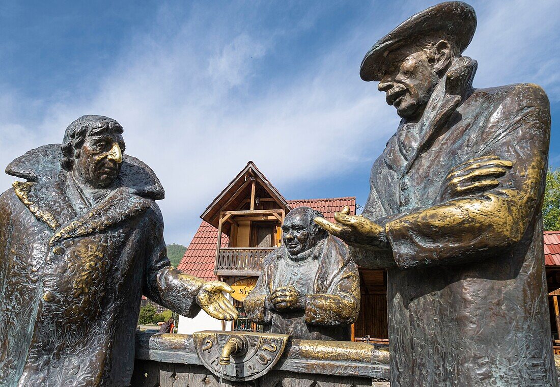 Armenia, Tavush region, Dilijan, thermal and spa resort nestled in a mountainous and wooded area, monument to the Heroes of the 1977 Soviet comedy film Mimino