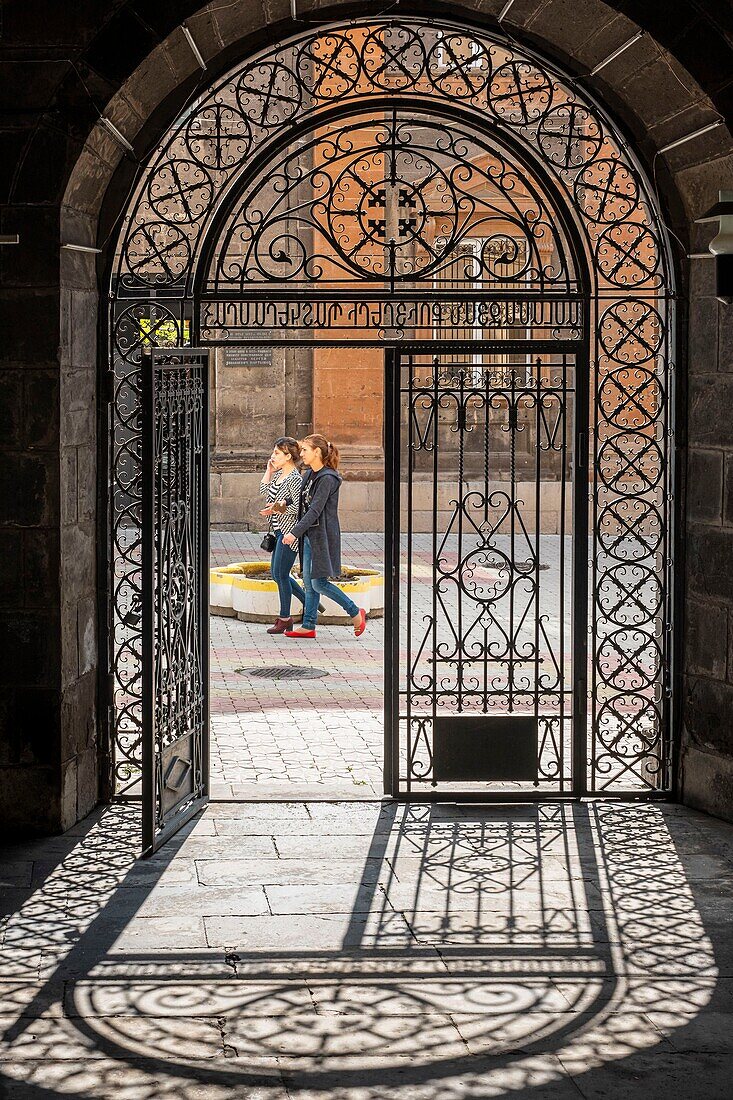 Armenia, Shirak region, Gyumri, historic district or Kumayri, entrance of Mariam and Yeranuhi Aslamazyan Sisters&#x2019; Gallery